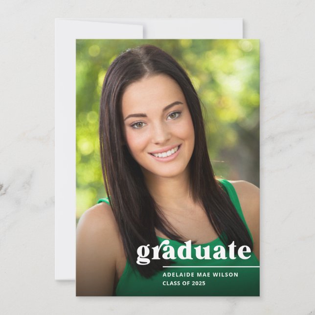 Invitation Simple Bold Typographie Photo Graduation Party (Devant)