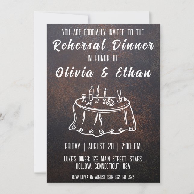 Invitation simple botanique et rustique dîner de répétition (Devant)