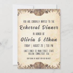 Invitation simple botanique et rustique dîner de répétition