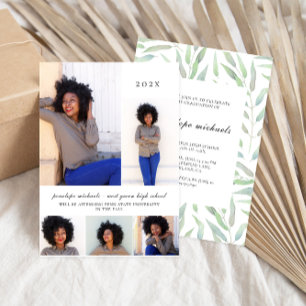 Invitation Simple Botanique Photo Collage Partie de graduatio