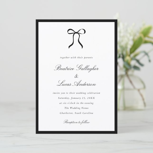 Invitation Simple Bow Classic Wedding (Debout devant)