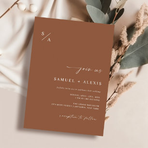 Invitation Simple Burange Terracotta Minimaliste Mariage