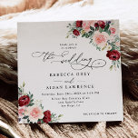 Invitation Simple Burgundy Blush Fall Floral Mariage Carré<br><div class="desc">Cette élégante collection Romantic Blooms présente des fleurs d'aquarelle bordeaux et rousses avec des feuilles verdoyants jumelés à un serif élégant et délicat sans police en noir,  et un rose poussiéreux avec un monogramme personnalisable. Éléments correspondants disponibles.</div>