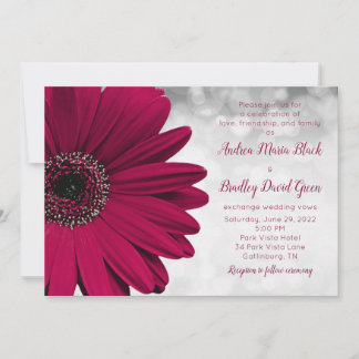 Invitation Simple Burgundy Gerbera Daisy Mariage