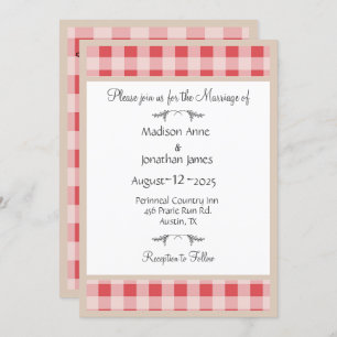 Invitation Simple Burgundy Plaid En vichy Pays Mariage