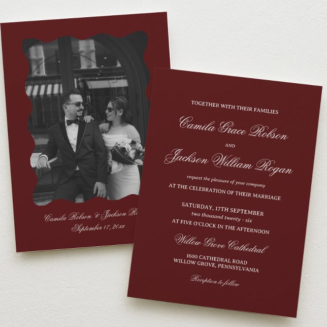 Invitation Simple Burgundy Wedding  (Créateur téléchargé)