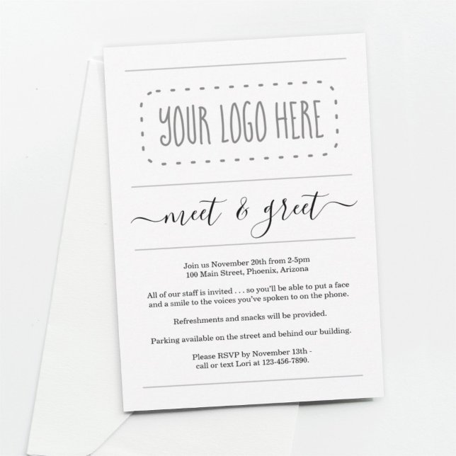 Invitation Simple Business Meet Greet - Ajouter un logo (Créateur téléchargé)