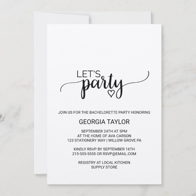 Invitation Simple calligraphie Kraft pour enterrement de vie  (Devant)