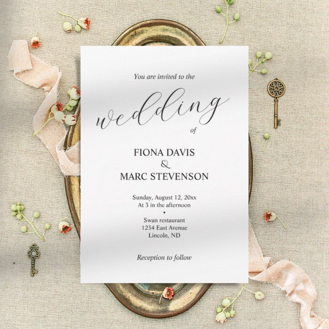 Invitation Simple calligraphie minimaliste mariage  (Créateur téléchargé)