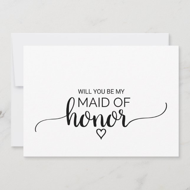 Invitation Simple Calligraphie Noire Maid Of Honor Propositio (Devant)