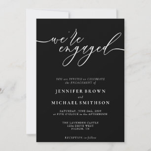 Invitation Simple calligraphie noire nous sommes fiancés