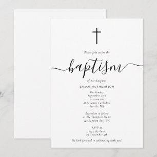 Invitation Simple Calligraphie Script Baptême Christening