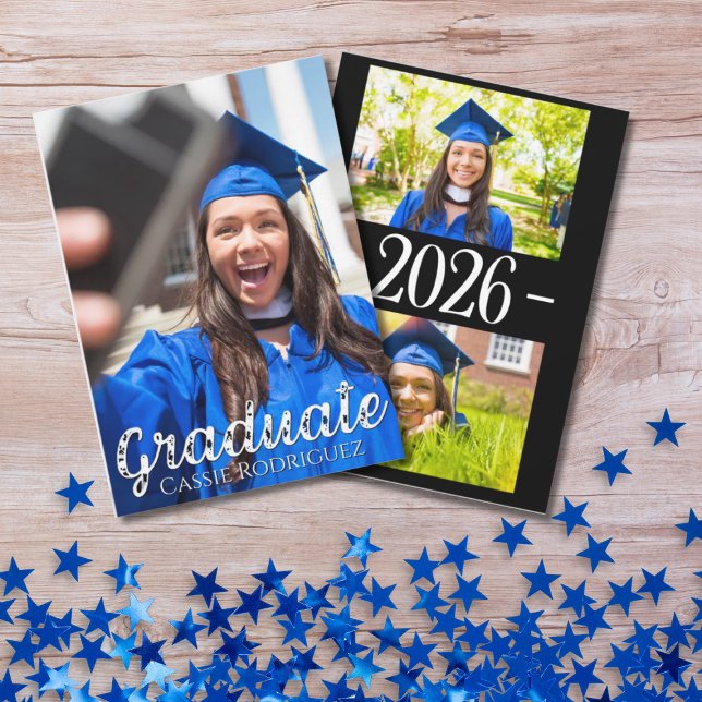 Invitation Simple Calligraphy Photo Graduation Annoucement (Créateur téléchargé)