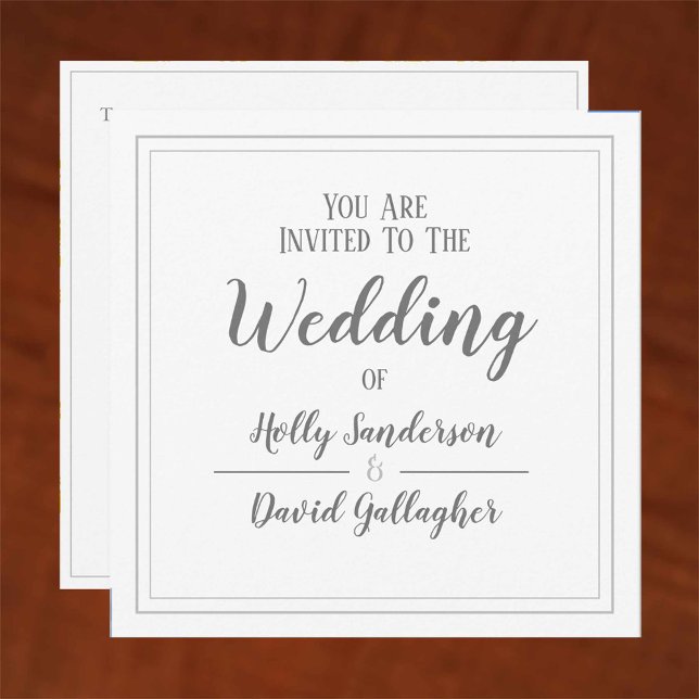 Invitation Simple Carré Gris & Blanc Jour de Mariage (Créateur téléchargé)
