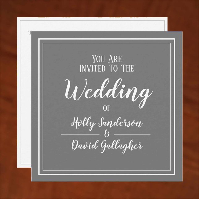 Invitation Simple Carré Mariage Jour Gris & Blanc (Créateur téléchargé)