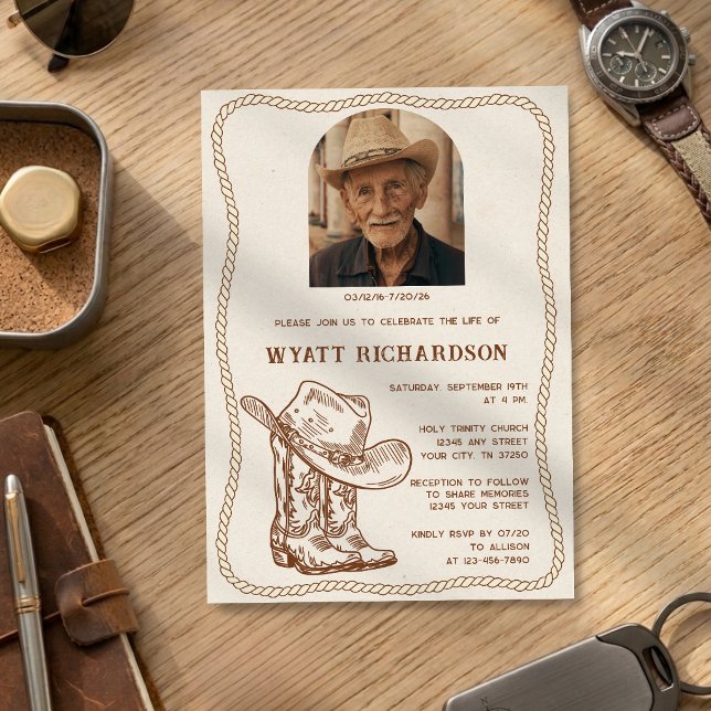Invitation Simple célébration de la vie de cowboy occidental  (Créateur téléchargé)