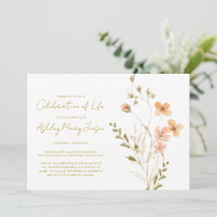 Invitation Simple Célébration de la Vie de Fleur Sauvage Funé