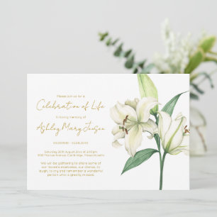 Invitation Simple Célébration de la vie de Lily Funérailles