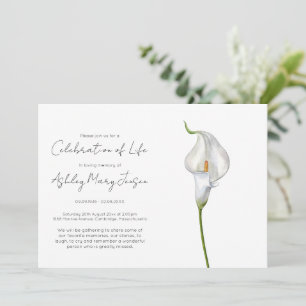 Invitation Simple Célébration de la Vie de Lys Calla Funérail