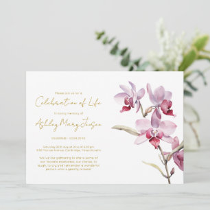 Invitation Simple Célébration de la vie d'Orchidée Funéraille