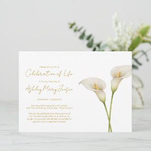 Invitation Simple Célébration de Vie de Lys Calla Funérailles