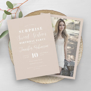 Invitation Simple Champagne Photo SURPRISE Sweet 16