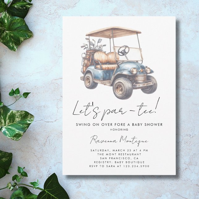 Invitation Simple chariot de golf pour une fête bébé Par-Tee (Créateur téléchargé)