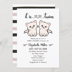 Invitation Simple Chats Twin Boy Girl Baby shower