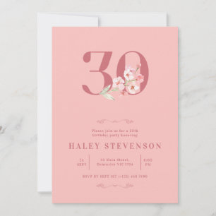 Invitation Simple Chic Blush Rose Blanc Floral 30e anniversai