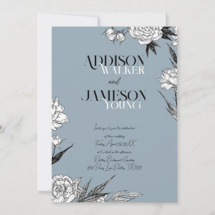 Invitation Simple Chic Croquis Floral Minimaliste Mariage Inv