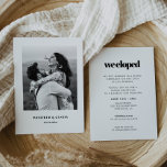 Invitation Simple, chic et élégant Elopement photo d'accueil<br><div class="desc">Minimaliste mais frappant : adoptez ce design typographique légèrement rétro et élégant pour votre papeterie mariage. Texte,  couleurs et arrière - plans entièrement personnalisables.</div>