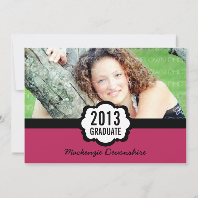 Invitation Simple Chic Graduation, Fuchsia (Devant)