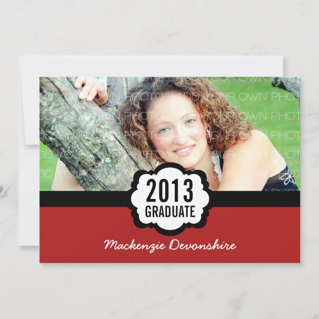 Invitation Simple Chic Graduation Invitation, Rouge (Devant)