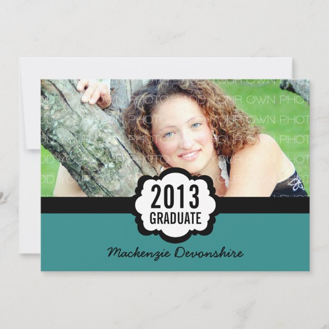 Invitation Simple Chic Graduation, Turquoise (Devant)