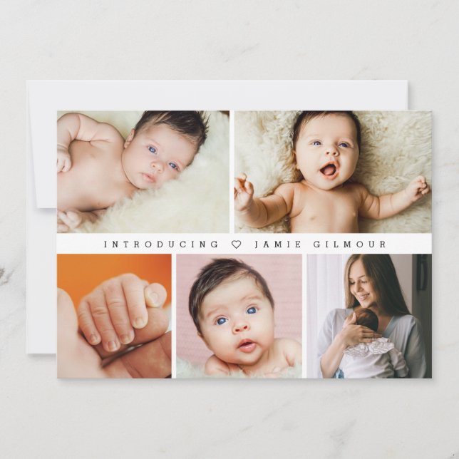 Invitation Simple Chic Introduction Baby Photos Merci (Devant)