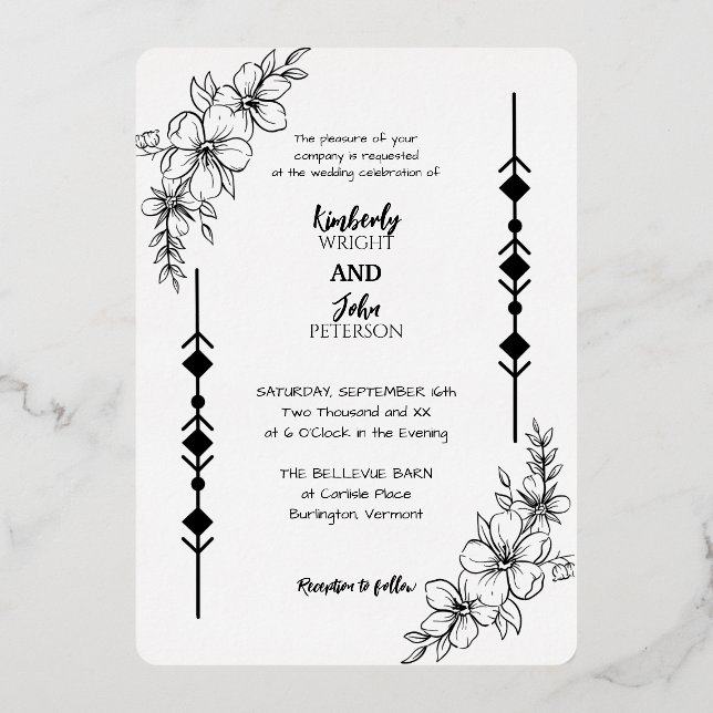 Invitation simple chic Mariage Foil (Recto)