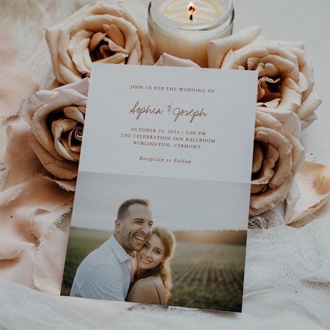 Invitation Simple chic | Mariage photo en terre cuite (Créateur téléchargé)