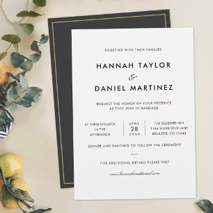 Invitation Simple Chic Minimaliste Élégant Accent de Mariage