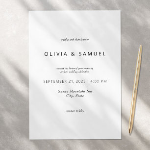 Invitation Simple chic minimaliste Mariage noir et blanc
