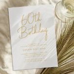 Invitation Simple chic moderne 60e anniversaire<br><div class="desc">Simple chic moderne 60e anniversaire. Comprend un script de calligraphie élégant et un design de typographie minimaliste.</div>