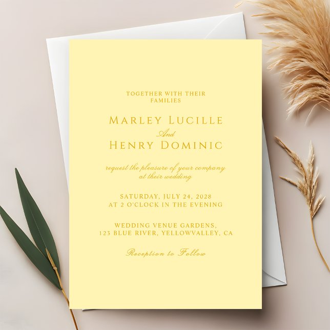 Invitation Simple Chic Moderne Mariage Jaune Beurre (Créateur téléchargé)