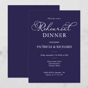 Invitation Simple Chic Navy Bleu Dîner de répétition