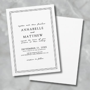 Invitation Simple chic noir blanc élégant minimaliste Mariage
