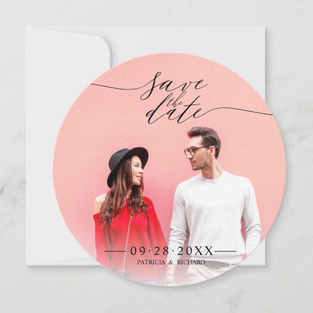 Invitation Simple Chic Script Wedding Enregistrer La Date Pho (Devant)