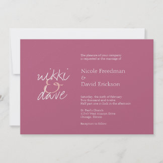 Invitation Simple chic shimmer élégance rhubarb rose mariage