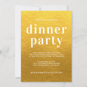 Invitation Simple Chic Typographie Classic Gold Dinner Party
