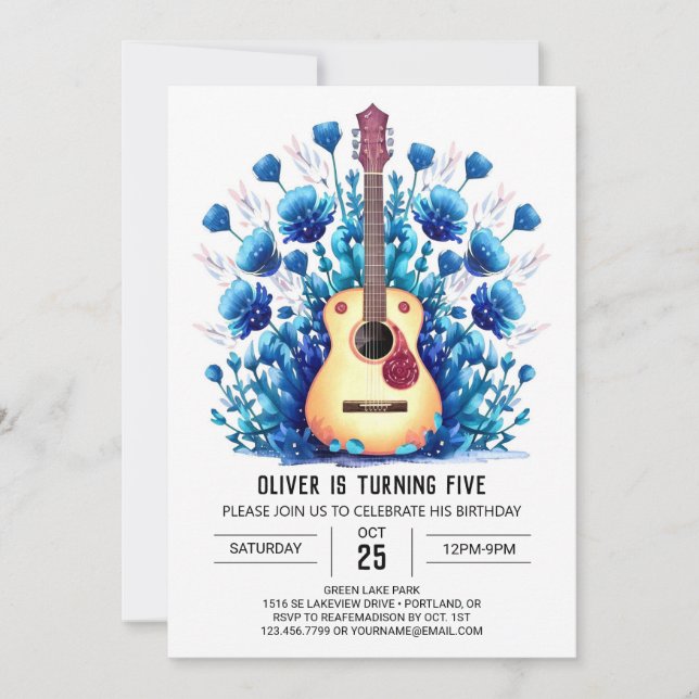 Invitation Simple Chord Guitar Boy Anniversaire (Devant)
