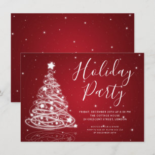 Invitation Simple Christmas Tree Red Holiday Party 