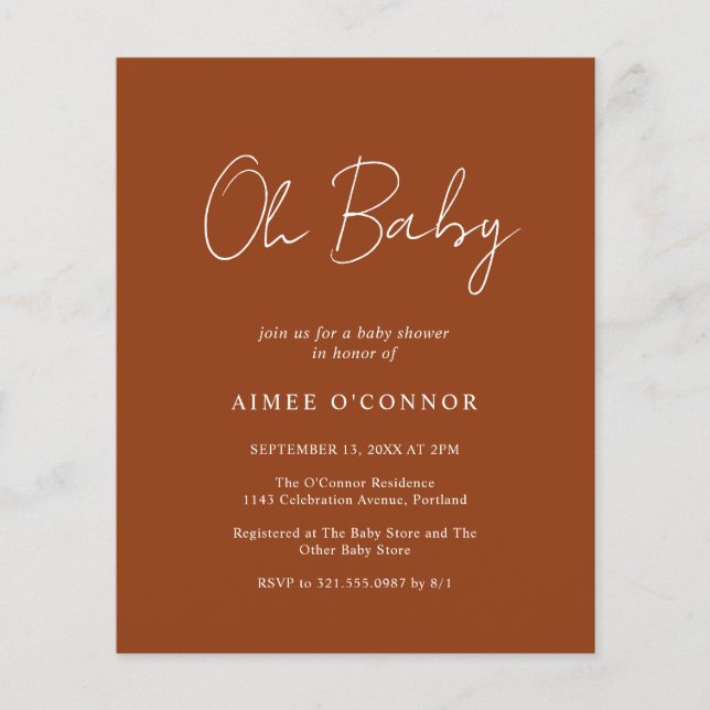 Invitation simple Citrouille Automne Baby shower b (Devant)