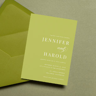 Invitation Simple Citrus Vert Minimaliste Tout en Un Mariage